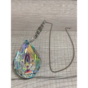 Large AB Aurora Borealis Faceted Crystal Teardrop Suncatcher Prism 3153